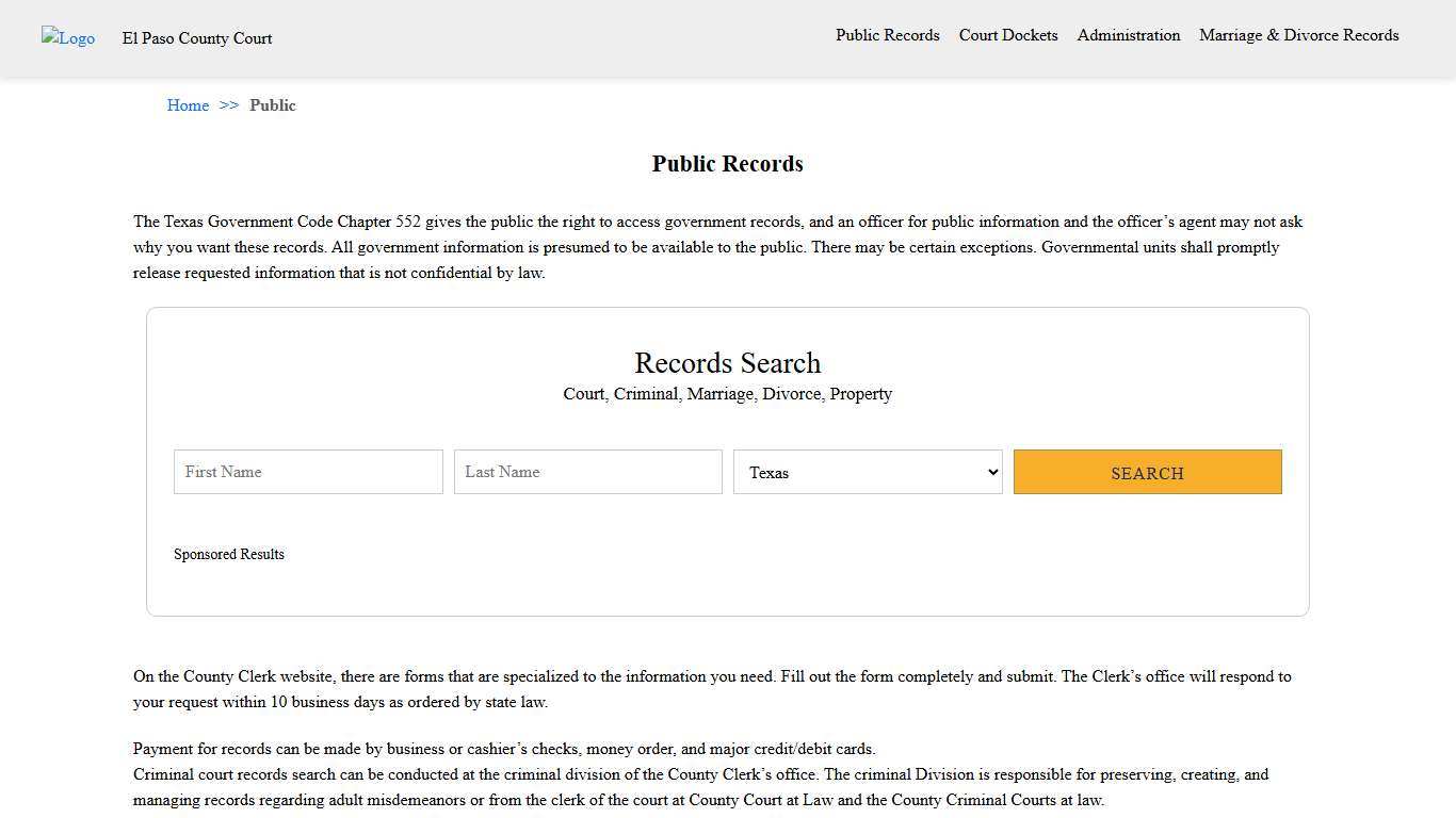 Public Records El Paso County Court